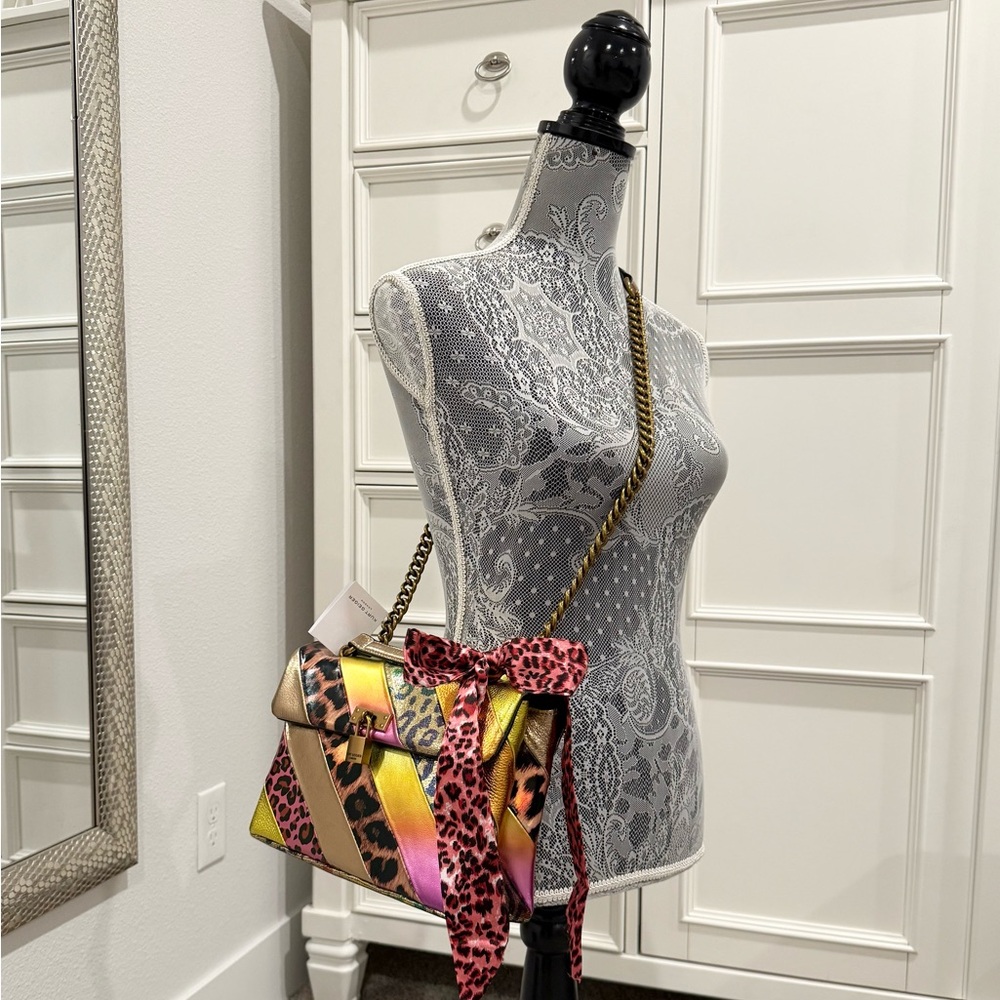 🔒💖 SOLD - Kurt Geiger Brixton Lock Leopard Patchwork Leather Convertible Bag - Picture 14 of 17